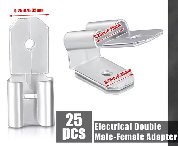Double Piggyback Spade Connectors,Female Male Quick Disconnect Piggyback Spade Crimp Terminals (PKT OF 25)