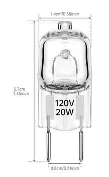 G8 Oven Light 110V-130V Halogen Light Bulbs 2 Pin Base Fit for GE Microwave, Vicking oven 2000K Warm White Halogen Light Lamp