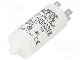 CAPACITOR 2.5µf 450v AC, Plastic housing , Round