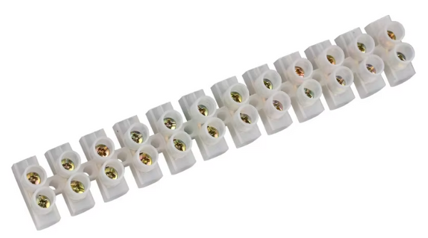 12 Position Barrier Screw Nylon Plastic Terminal Block 20A Transparent White Copper 380V Wire Connector